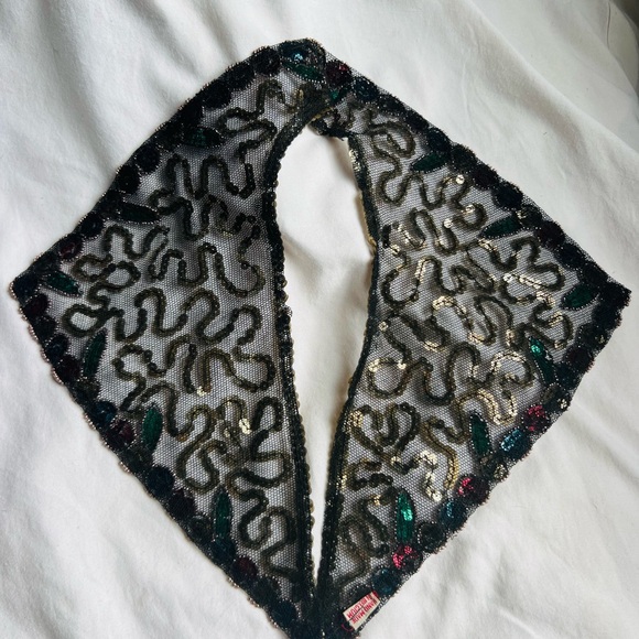 Handmade Vintage sequined collar made in Belgium Like New!! - Picture 8 of 11